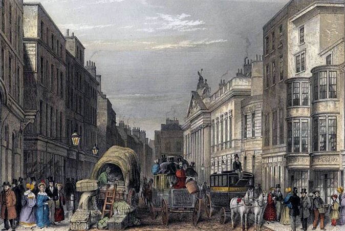 Ulica w Londynie Źródło: Thomas Hosmer Shepherd, Ulica w Londynie, 1837, domena publiczna.