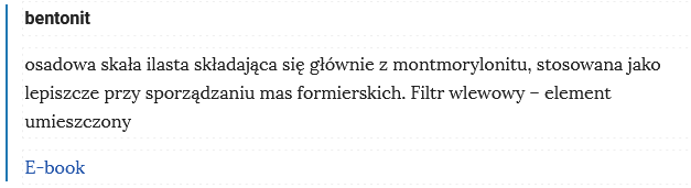 Ilustracja przedstawia definicję wraz z jej wyjaśnieniem. Poniżej definicji znajduje się niebieski link odnoszący do materiału w którym znajduje się wyjaśnione hasło.