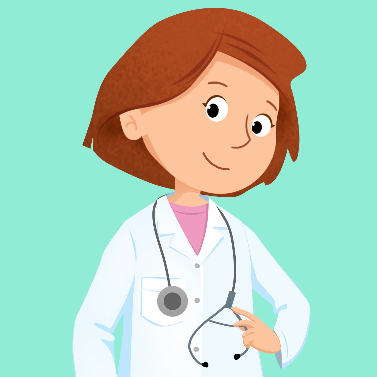 Ilustracja przedstawia kobietę w fartuchu lekarskim.