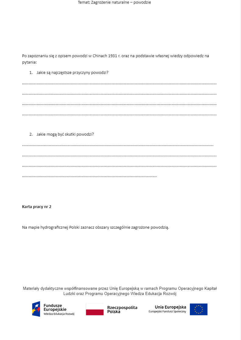 Pobierz plik: Zagrożenie naturalne – powodzie.docx