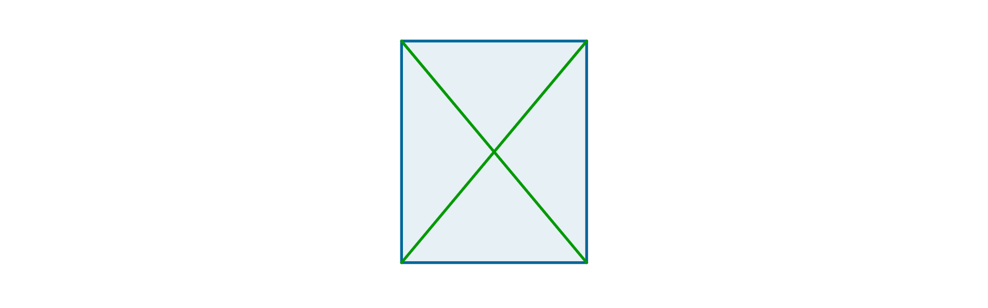 Na rysunku znajduje się prostokąt z poprowadzonymi przekątnymi.