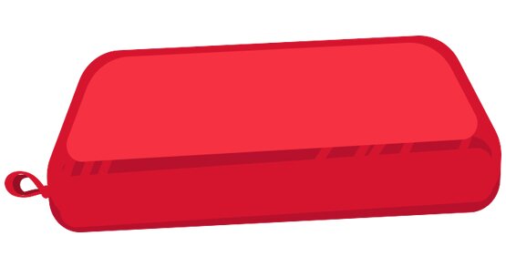 Ilustracja przedstawia czerwony piórnik.