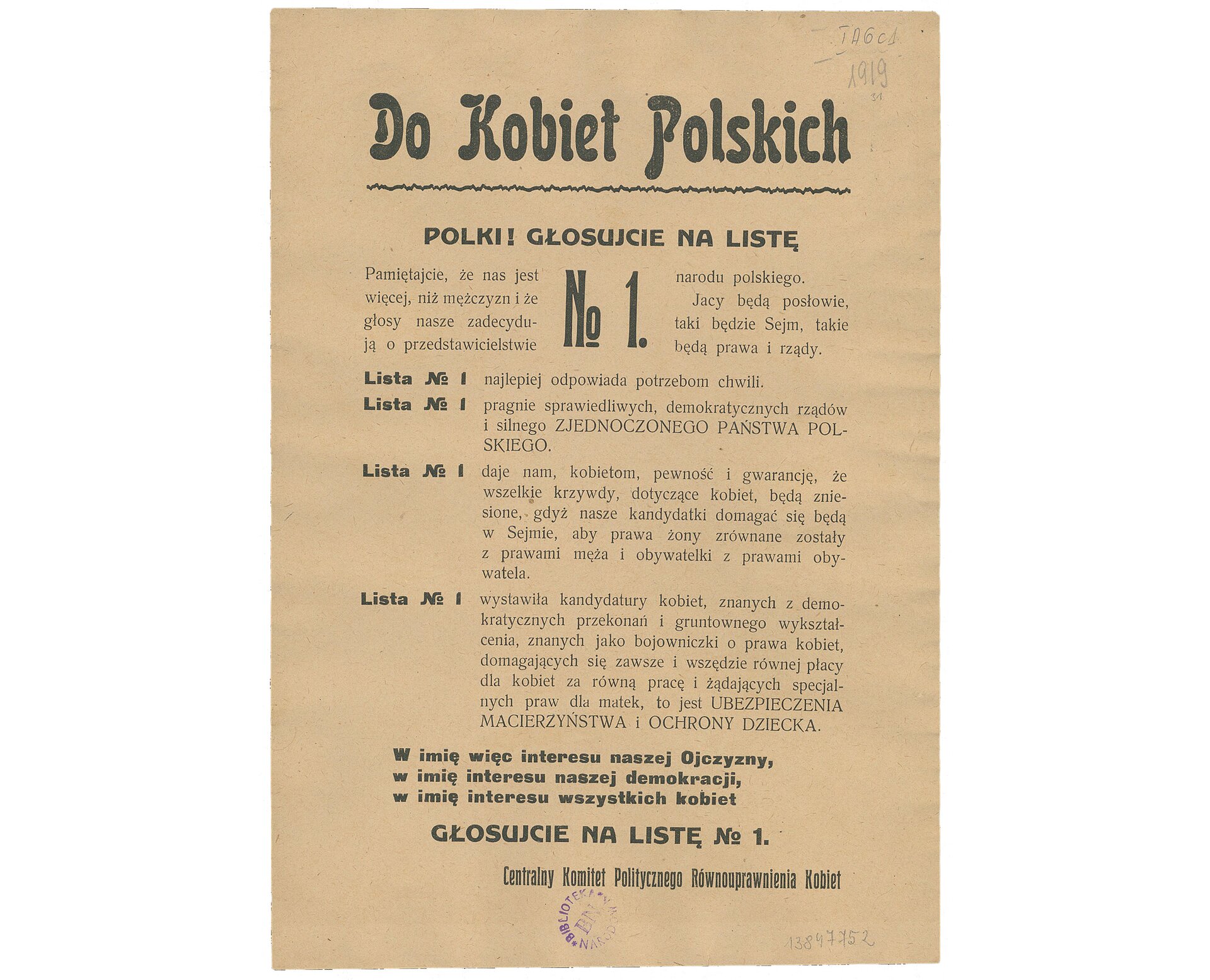 Fotografia barwna przedstawiająca ulotkę wyborczą.