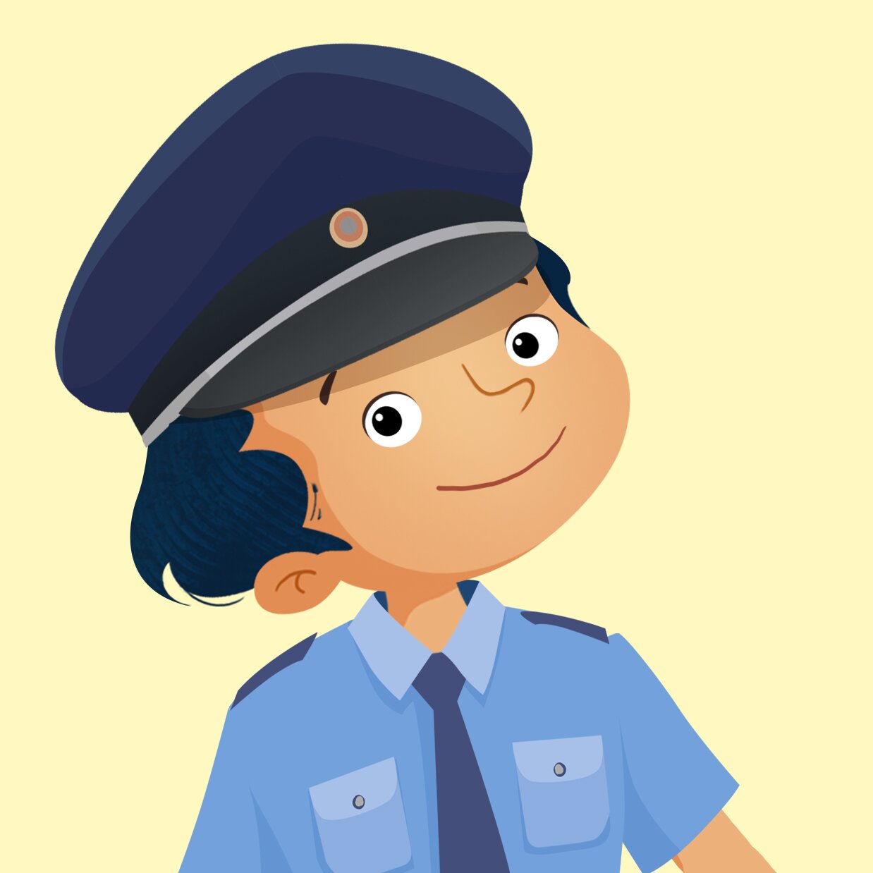 Ilustracja przedstawia chłopca przebranego za policjanta. 