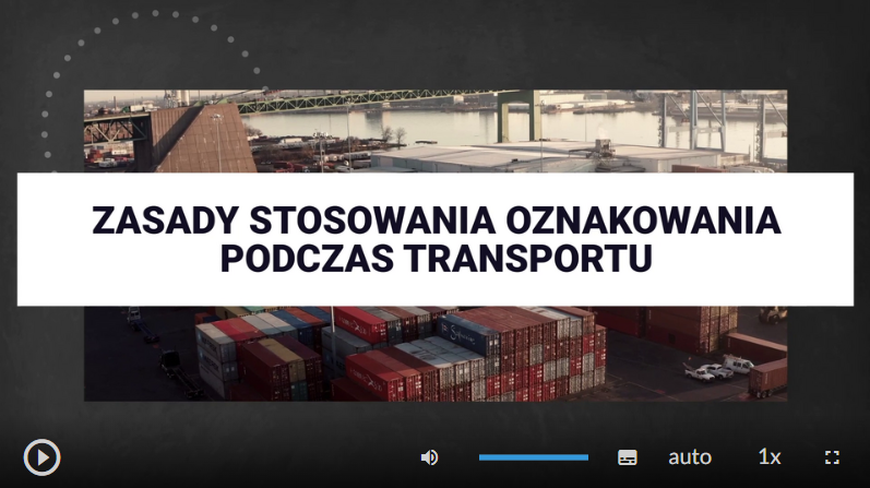 Zrzut ekranu przedstawia przykładowy widok filmu instruktażowego. Na środku znajduje się tytuł filmu, w tle widoczne jest zdjęcie nawiązujące do tematyki filmu.