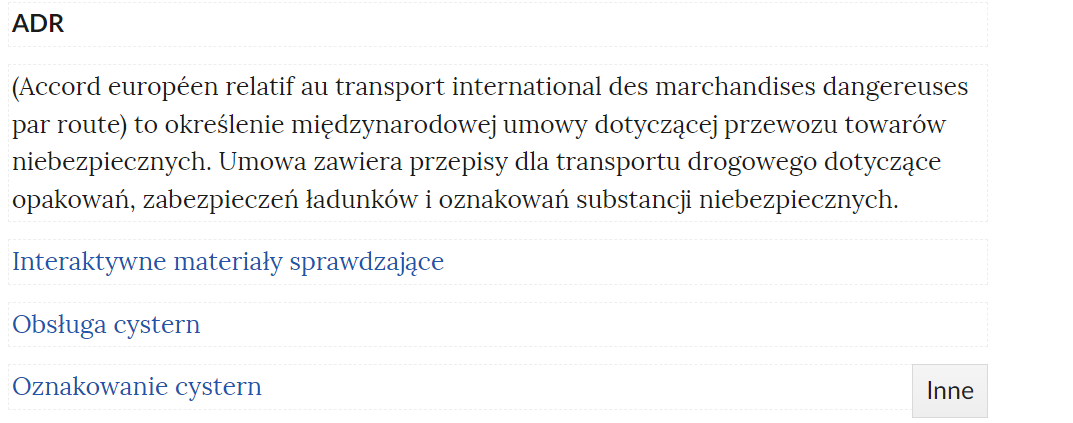 Zdjęcie przedstawia pojęcia zebrane w słowniku, pod nimi wyjaśnienia a niżej linki przekierowujące do odpowiednich materiałów multimedialnych 