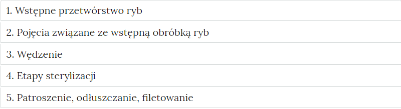 Zdjęcie przedstawia przykładowy wygląd zakładek zawierających interaktywne materiały sprawdzające. Składają się one z prostokątnych paneli umieszczonych jeden pod drugim. Każdy panel posiada numer oraz tytuł, który nawiązuje do zawartego w nim zadania.