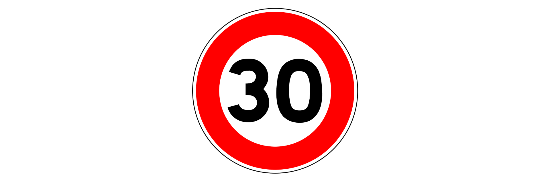 Ilustracja znaku drogowego - ograniecznie prędkości do 30 km/h.