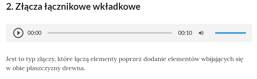 Na grafice widać opis tekstowy oraz ikonę odtwarzacza audio.