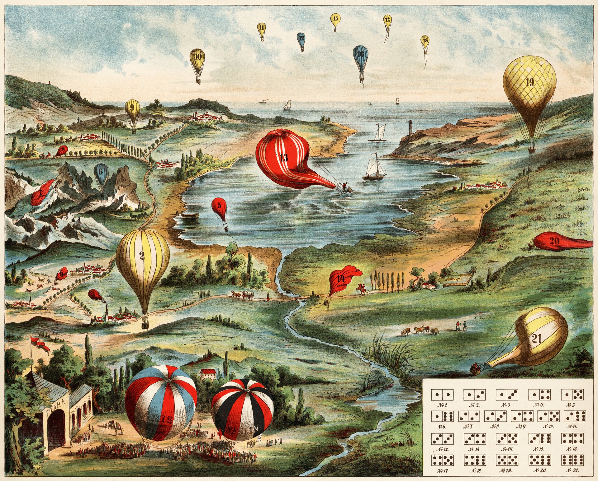 Ilustracja przedstawiająca Domino z XIX wieku.