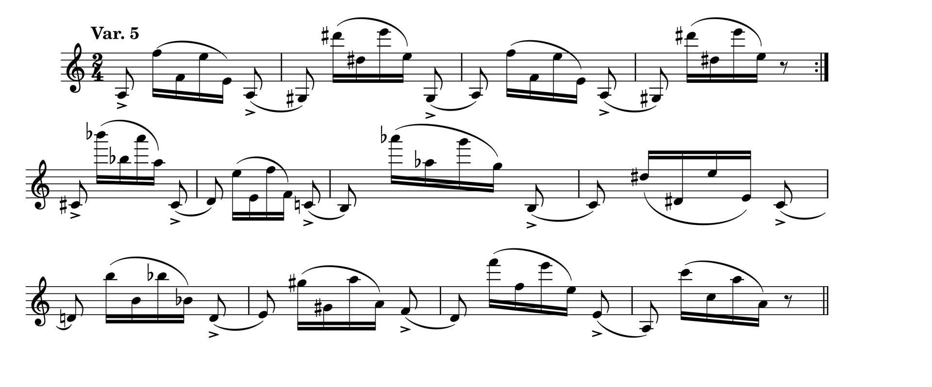 Przykład numer 6 - fragment partytury utworu do analizy.