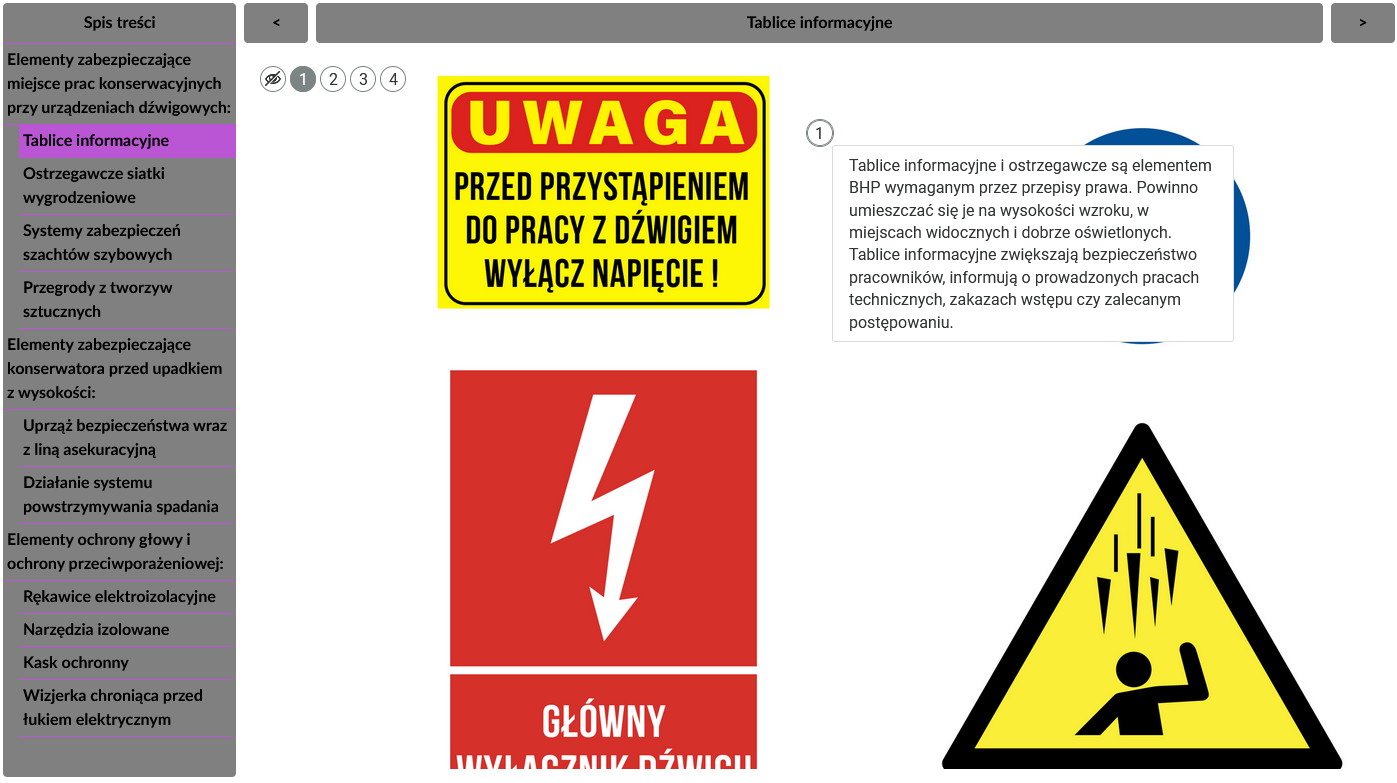 Przykładowy widok grafiki interaktywnej po rozwinięciu numerowanego pola.