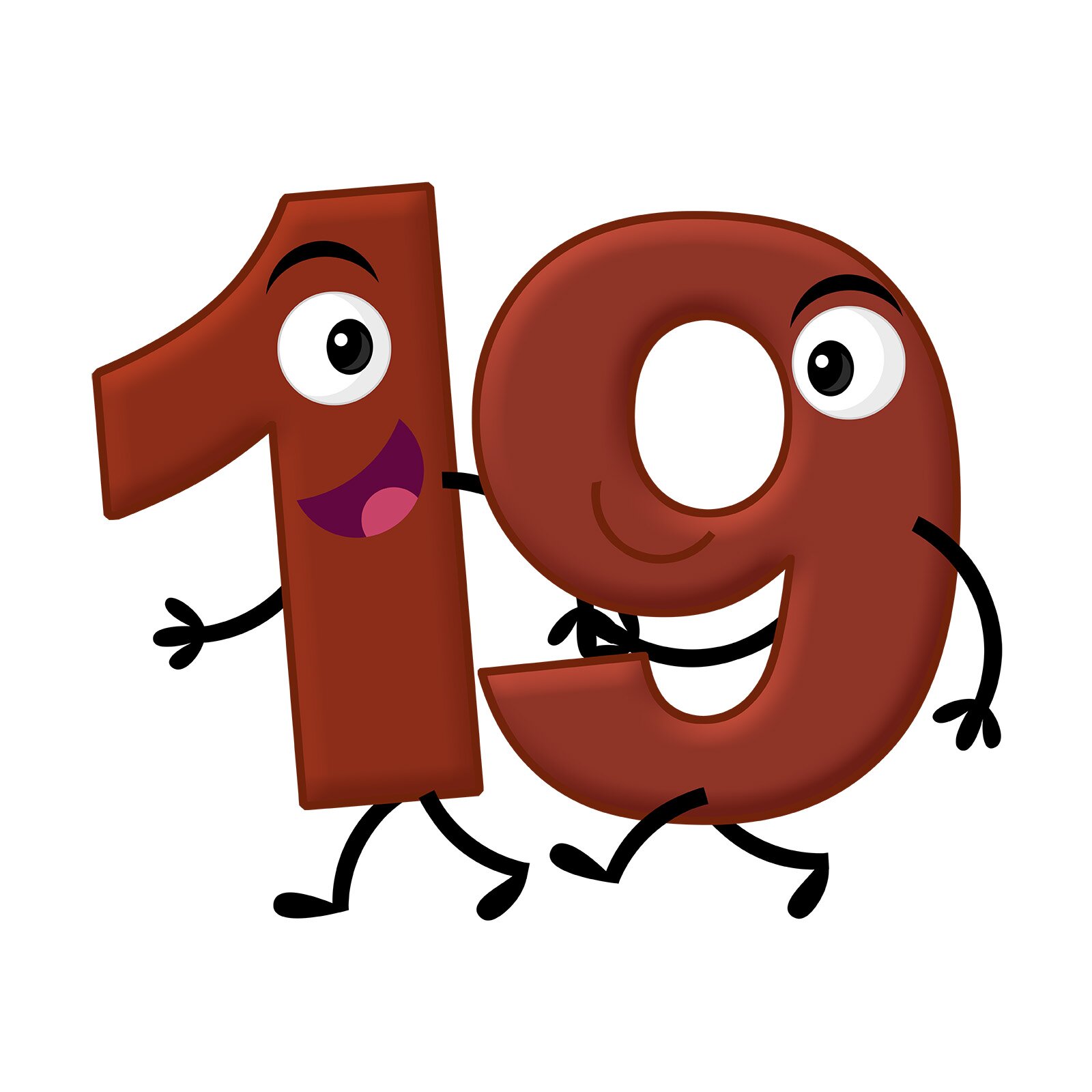 Ilustracja przedstawia liczbę dziewiętnaście.