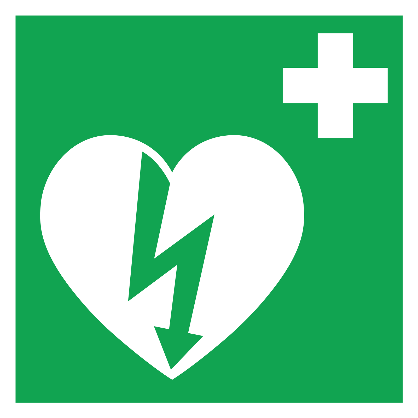 Ilustracja przedstawia zielony kwadrat. W górnym prawym rogu biały krzyż. Krzyż o równych ramionach. Poniżej, białe serce zajmujące dwie trzecie kwadratu po lewej stronie. Na środku serca zielona błyskawica. Grot błyskawicy sięga do dolnego rogu serca. Górna część błyskawicy sięga do lewego półkola serca.