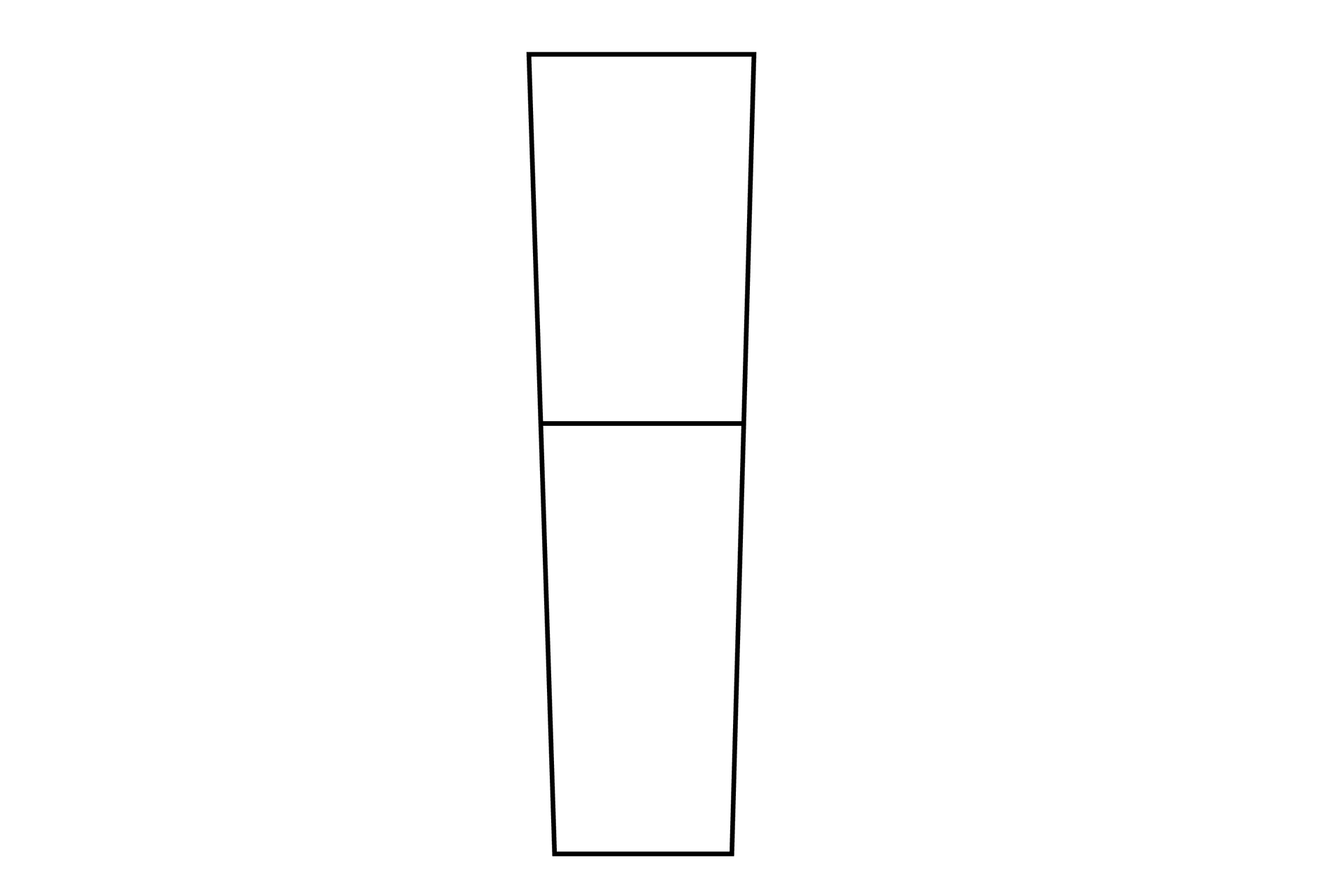 Grafika przedstawia podłużny prostokąt, przedzielony w środku poziomą linią.