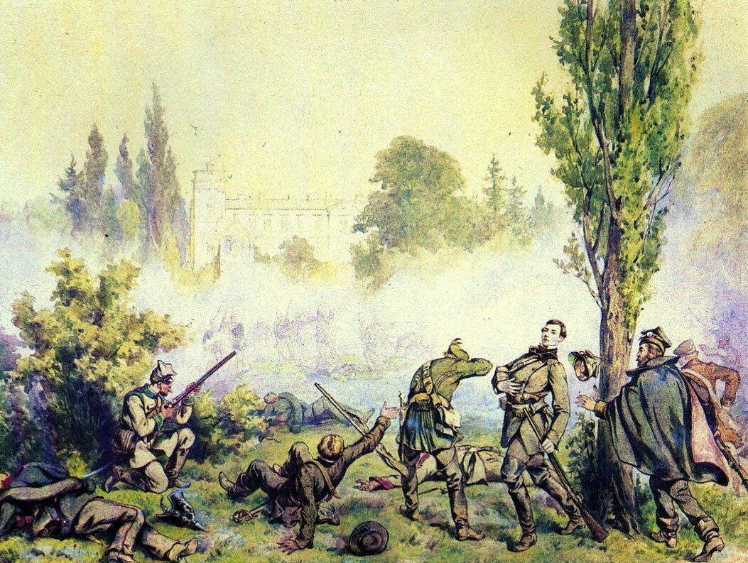 Bitwa pod Miłosławiem Źródło: Juliusz Kossak, Bitwa pod Miłosławiem, 1868, domena publiczna.
