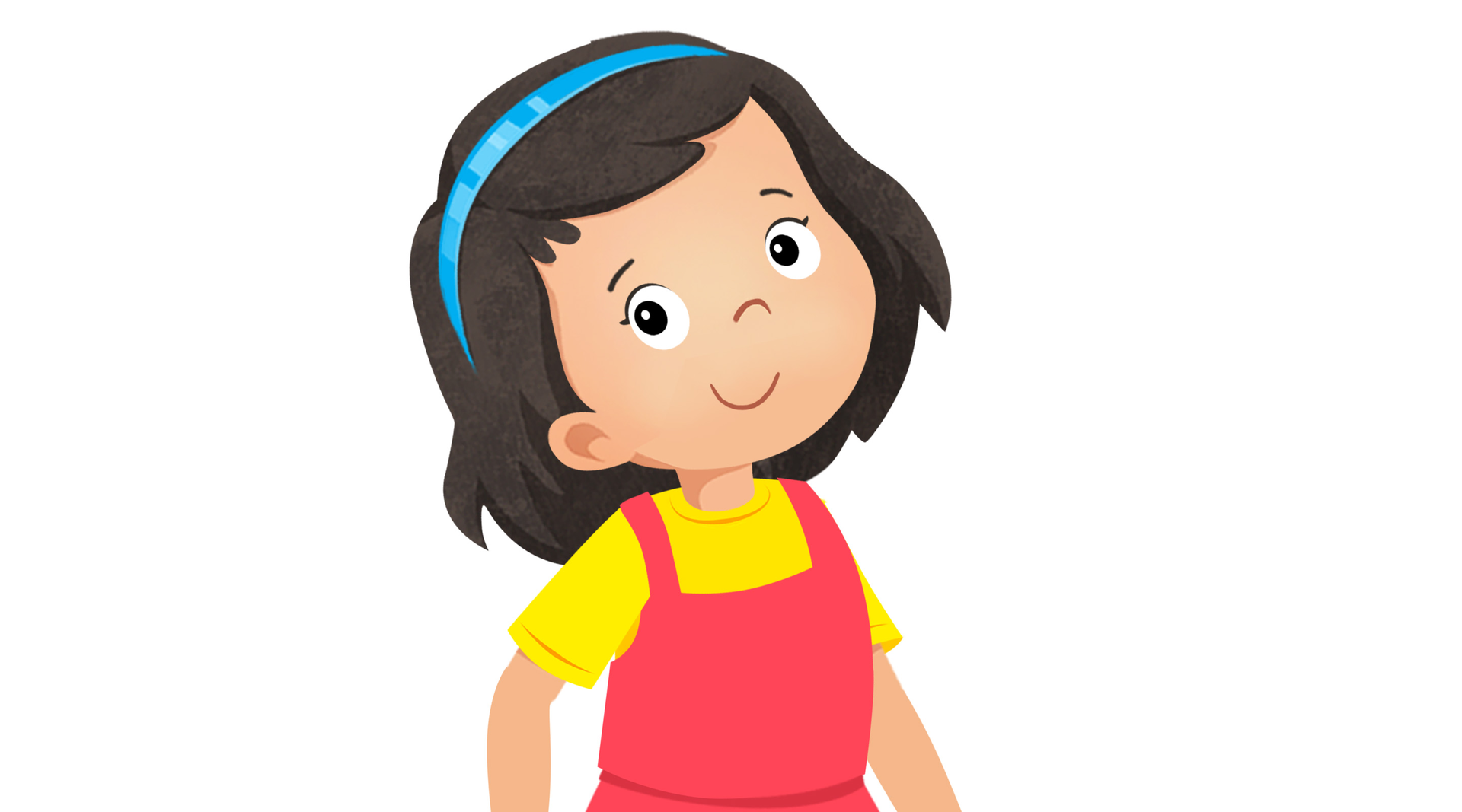 Ilustracja przedstawia uśmiechniętą dziewczynkę 