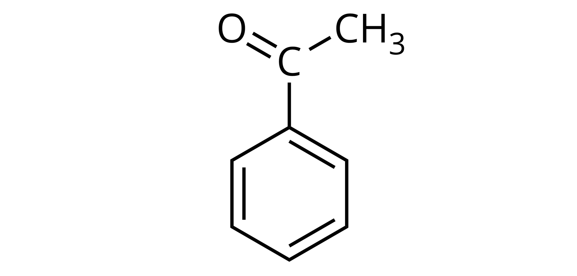 Na ilustracji jest wzór: sześcioczłonowy pierścień z trzema wiązaniami podwójnymi łączy się u góry z atomem węgla. Ten łączy się wiązaniem podwójnym z atomem tlenu oraz wiązaniem pojedynczym z grupą metylową.