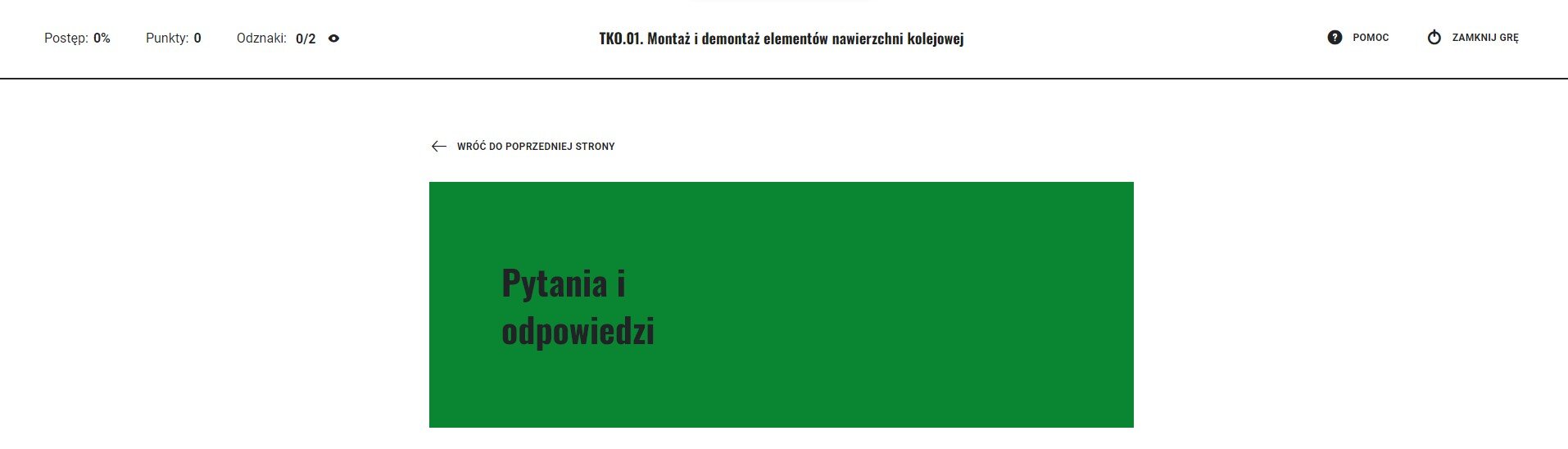 Ekran pomocy w grze