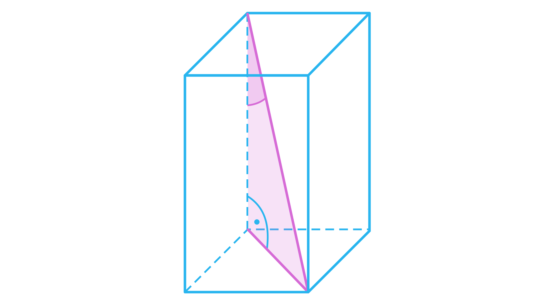 Na ilustracji przedstawiono prostopadłościan. Zaznaczono kąt między przekątną prostopadłościanu a krawędzią boczną.