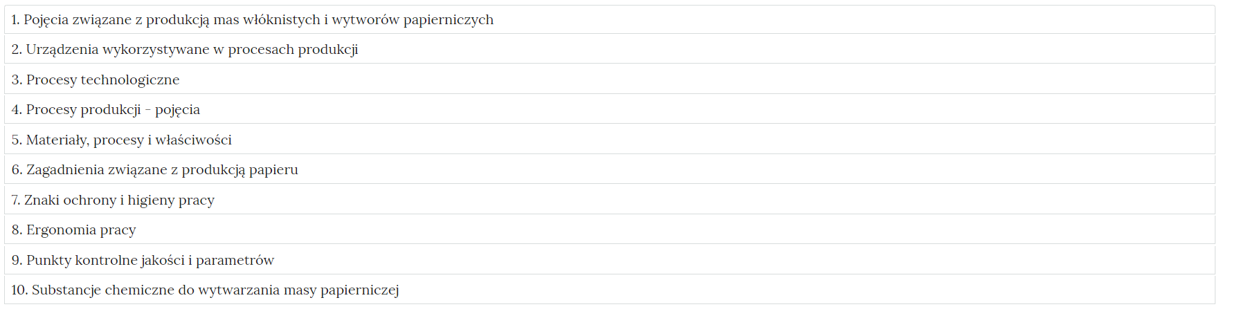 Grafika przedstawia prostokątne ramki, czyli zakładki z tytułami ćwiczeń. 