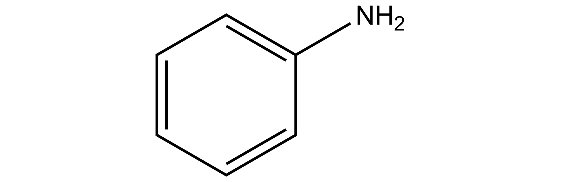 Na ilustracji jest wzór strukturalny aniliny - jest zbudowana z sześcioczłonowego pierścienia z trzema wiązaniami podwójnymi. U góry po prawej stronie pierścień łączy się z grupą                N       H                 2         .