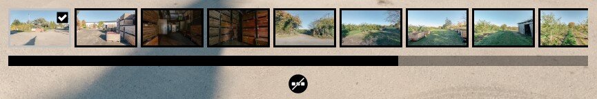 Przycisk trzech kropek u dołu ekranu – rozwijanie/zamykanie menu dostępnych etapów spaceru