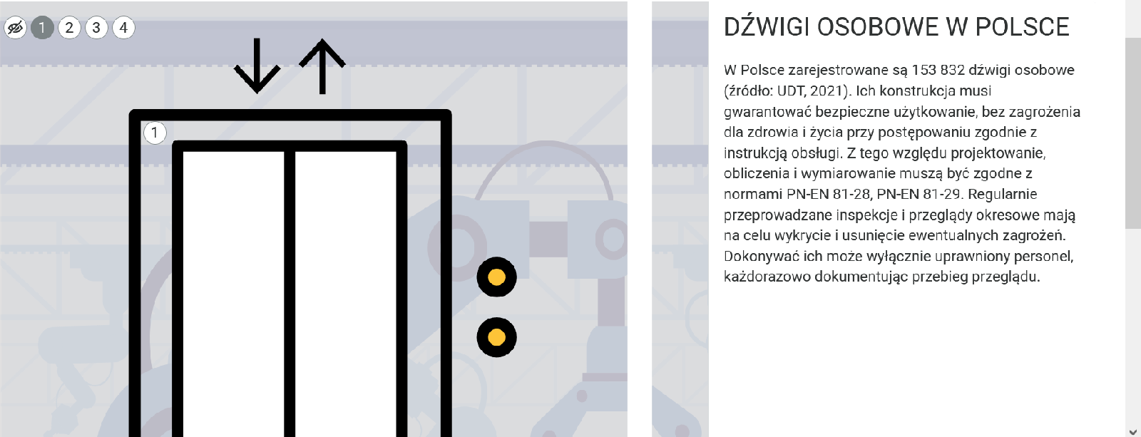 Grafika przedstawia lekko przybliżony obraz części grafiki, na której znajduje się pierwszy znacznik. Po prawej stronie widoczny jest panel z informacjami ukrytymi pod znacznikiem.