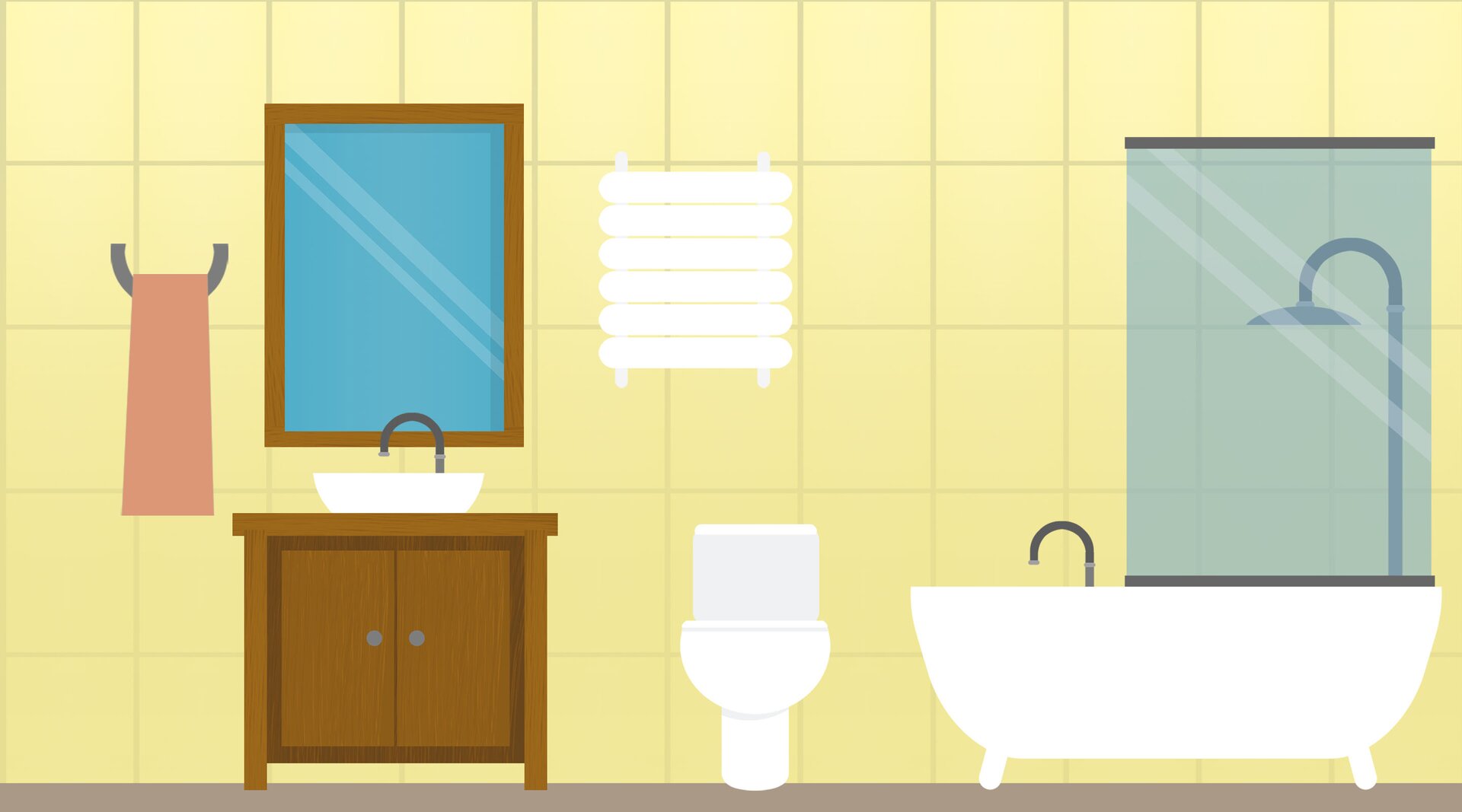 Ilustracja przedstawia łazienkę.