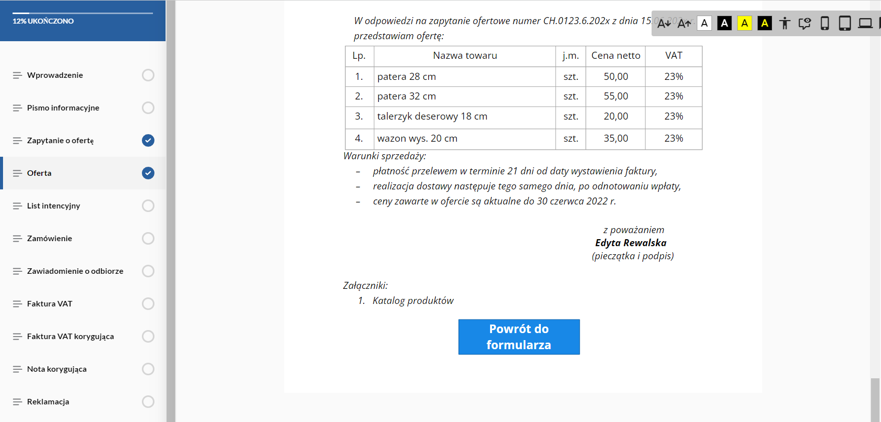 Ekran dokumentacji interaktywnej
