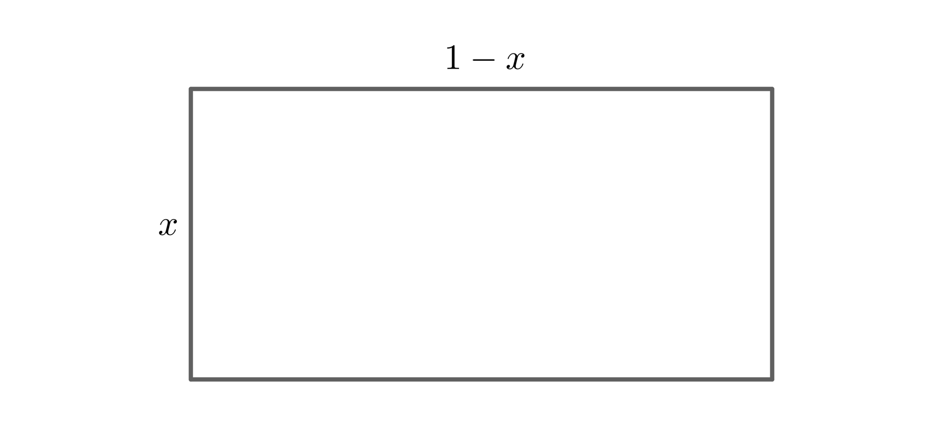 Ilustracja przedstawia prostokąt o bokach x oraz 1 odjąć x.