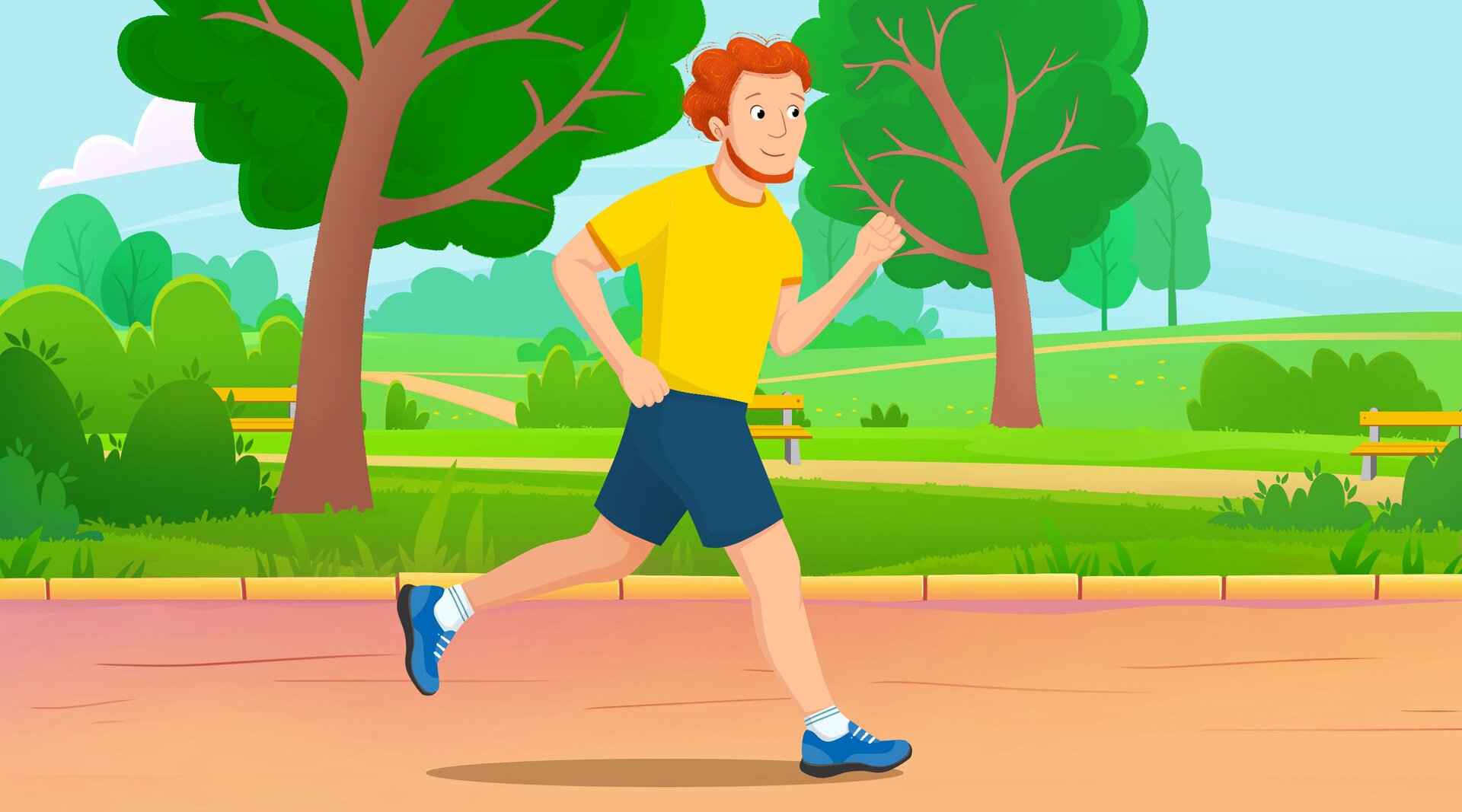 Na ilustracji znajduje się mężczyzna, który biega