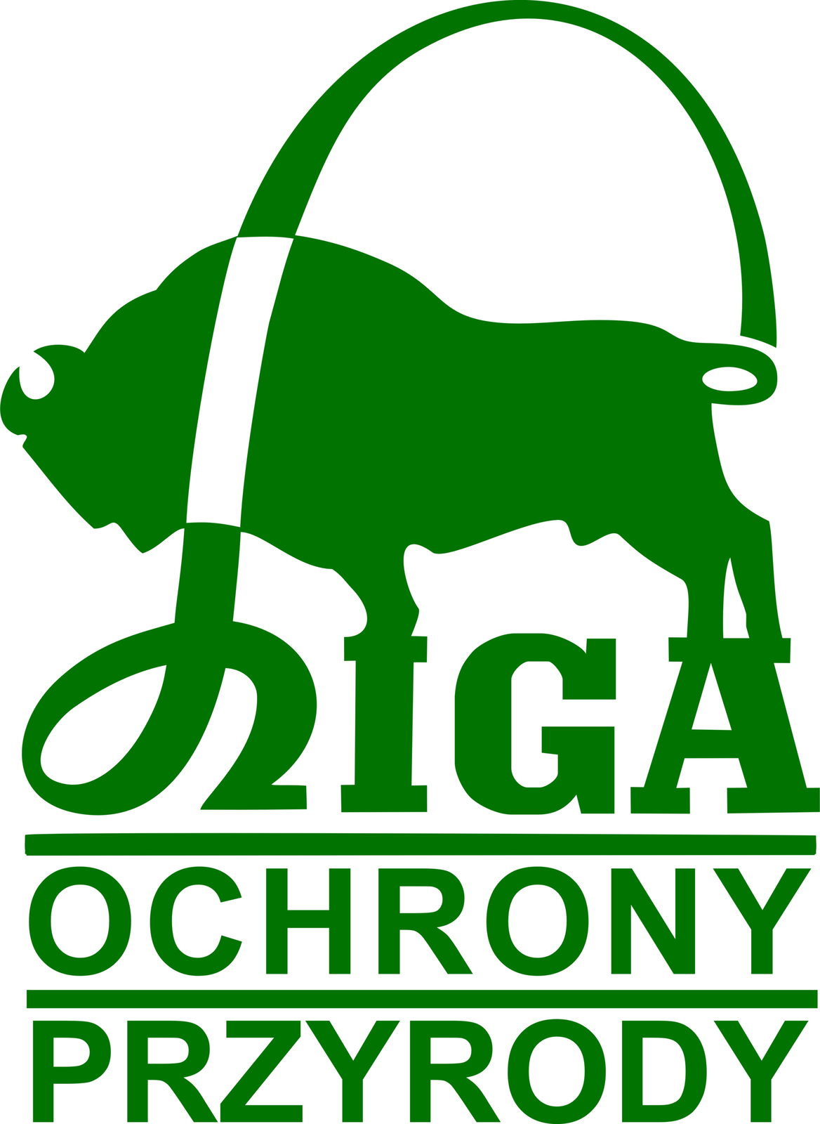 Zielone logo prezentuje żubra, który stoi na napisie Liga Ochrony Przyrody.
