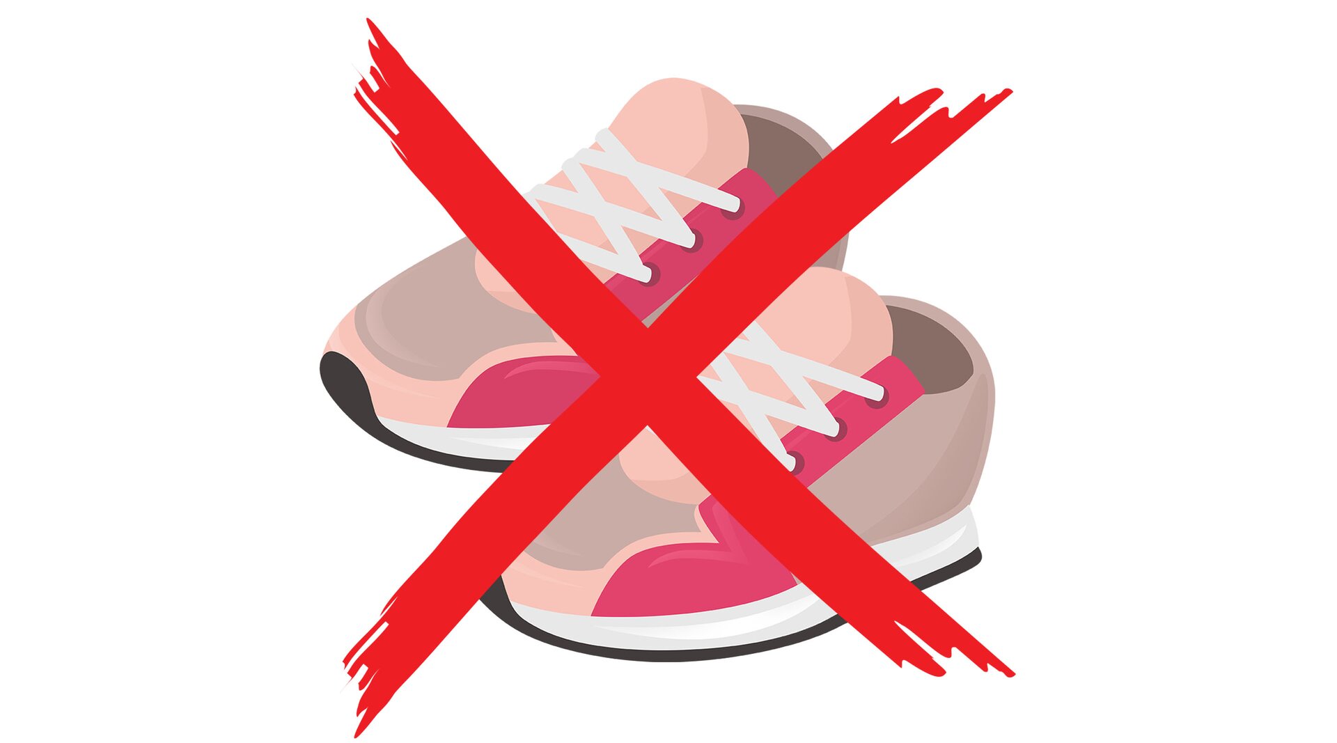 Na ilustracji znajdują się przekreślone buty.