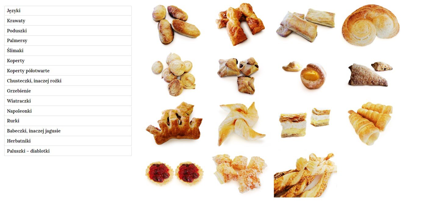 Grafika przedstawia widok galerii zdjęć z zdjęciami umieszczonymi po prawej stronie i treścią przypisaną do galerii po lewej stronie.