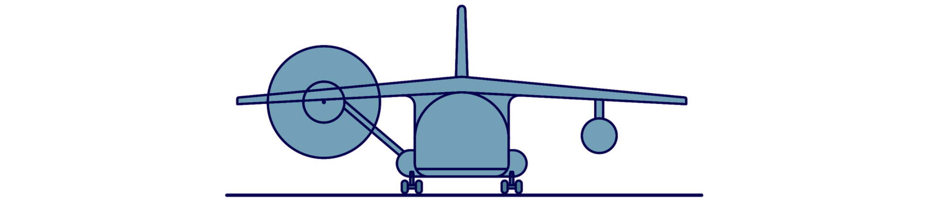 Ilustracja przedstawia samolot będący górnopłatem. Jego skrzydła są zamocowane w górnej części kadłuba. Przykład mocowania silnika pokazuje dużą swobodę w jego możliwym umiejscowieniu, ale podwozie musi być wtedy zamontowane na kadłubie.