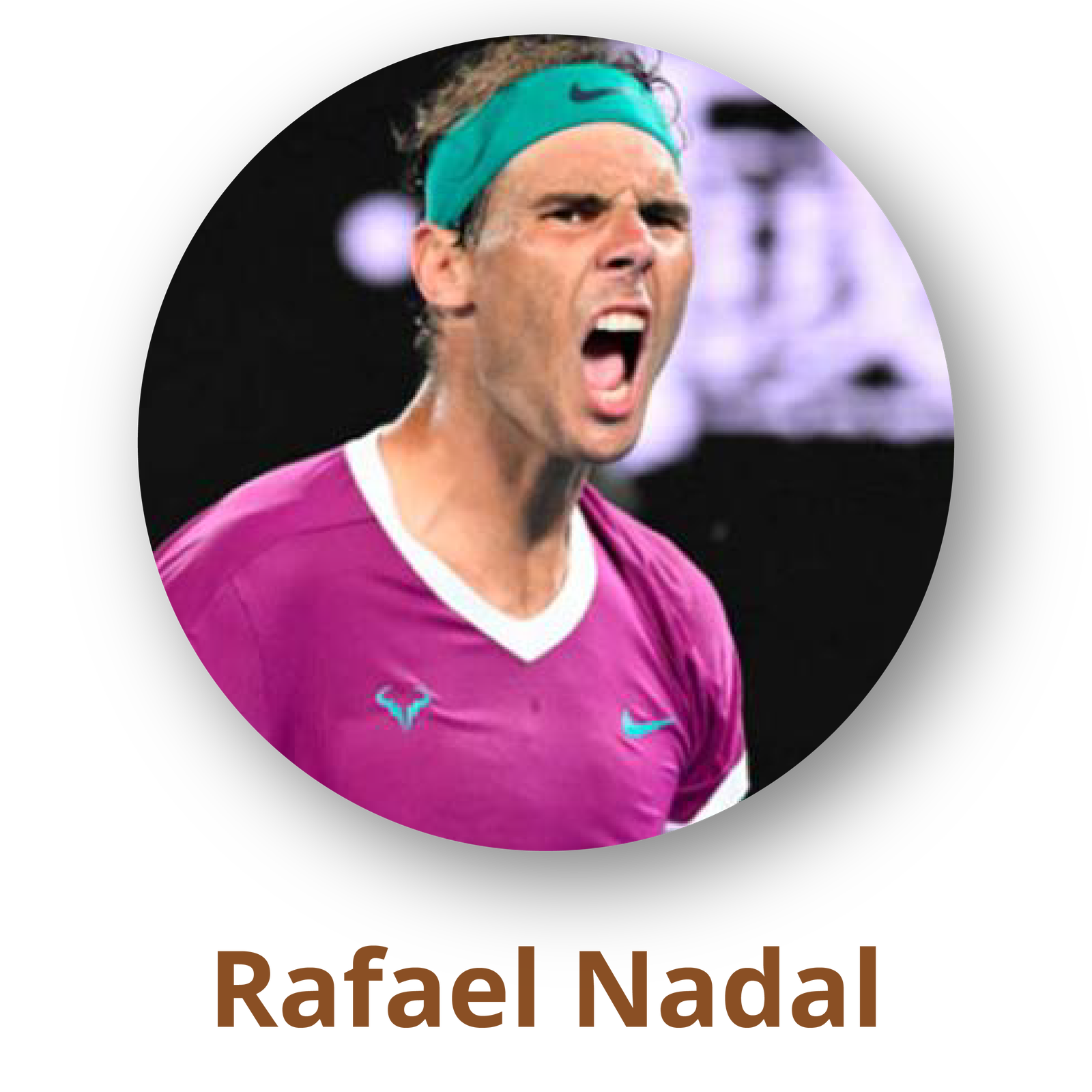 Zdjęcie mężczyzny z podpisem Rafael Nadal.