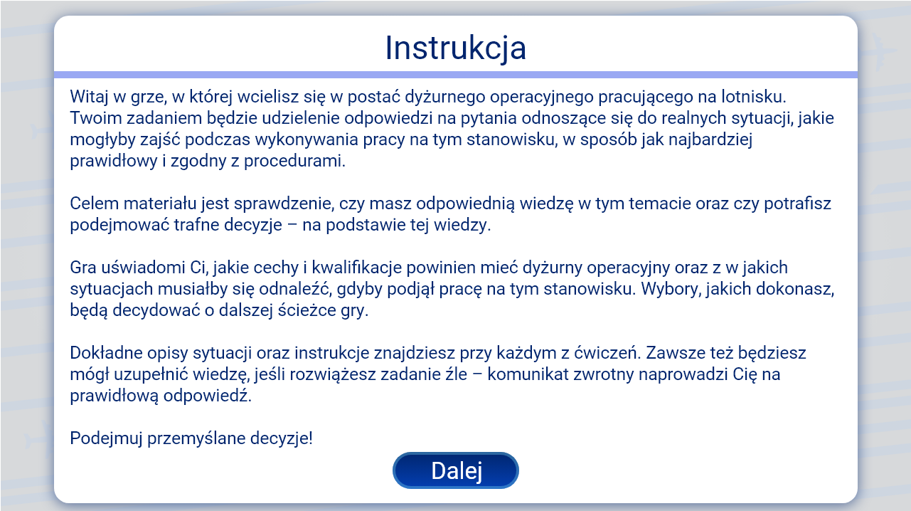 Przykładowa instrukcja w grze