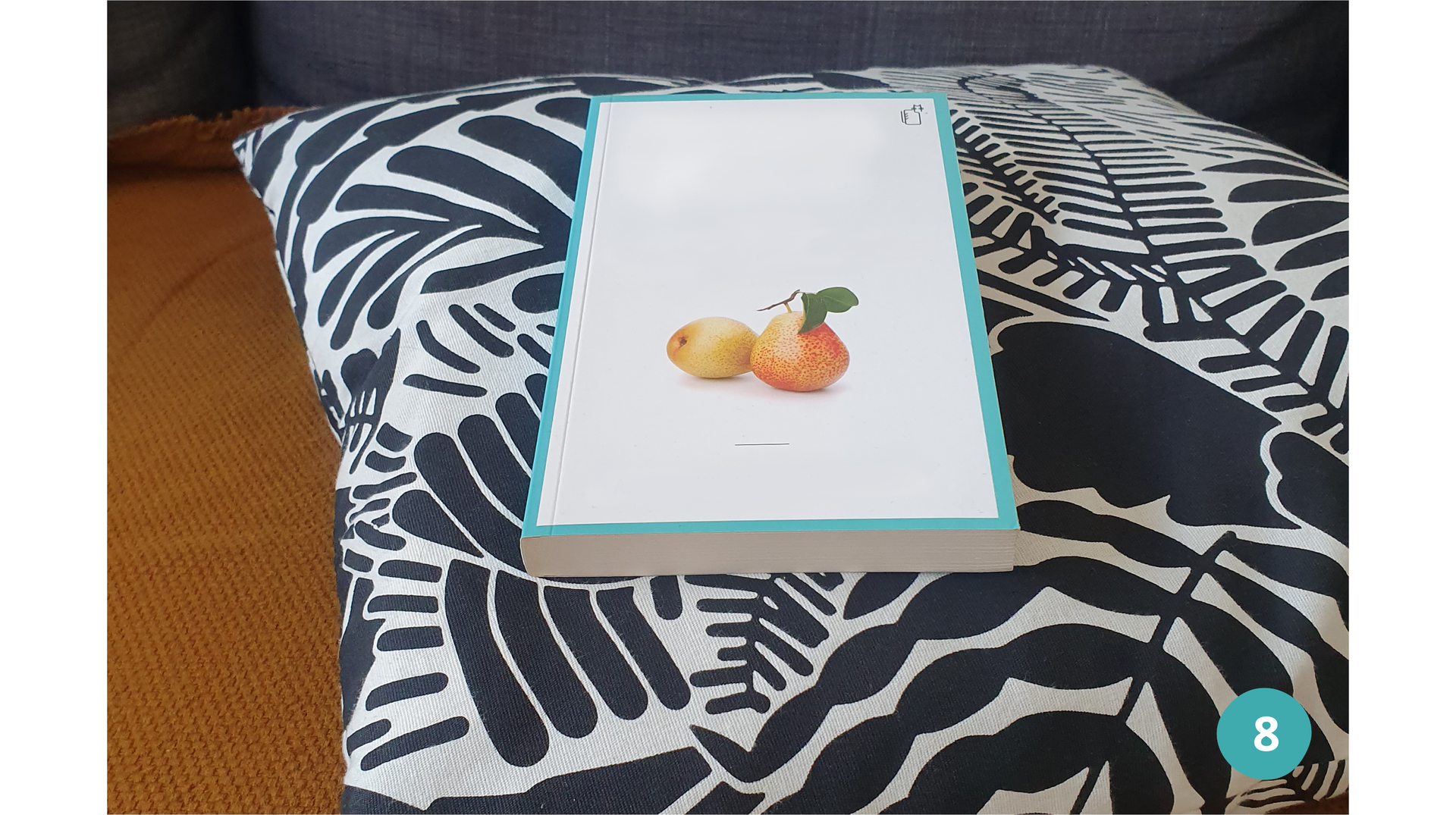 Zdjęcie przedstawia książkę leżącą na poduszce.