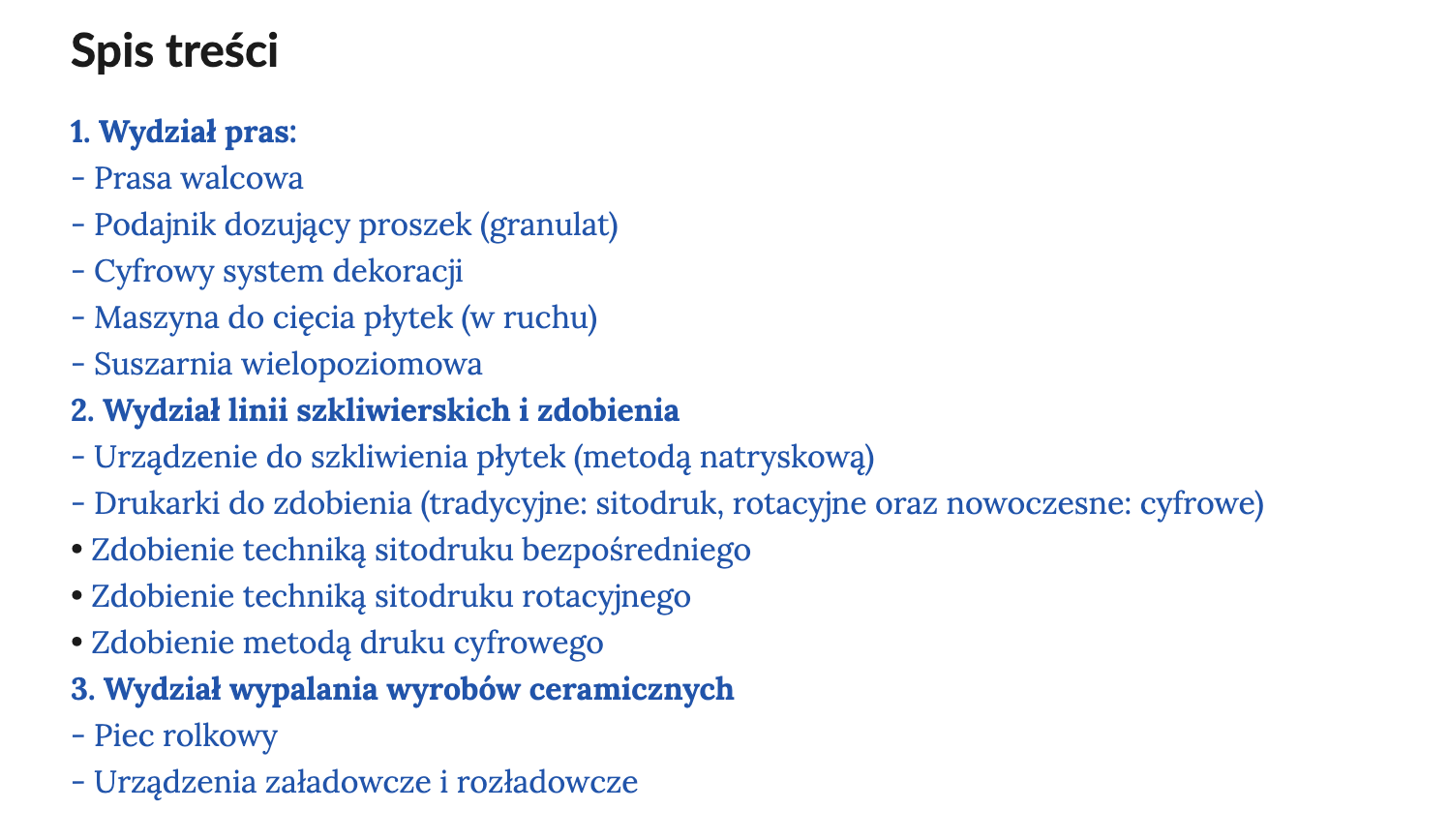 Ilustracja przedstawia zrzut ekranu ze spisu streści planszy interaktywnej.