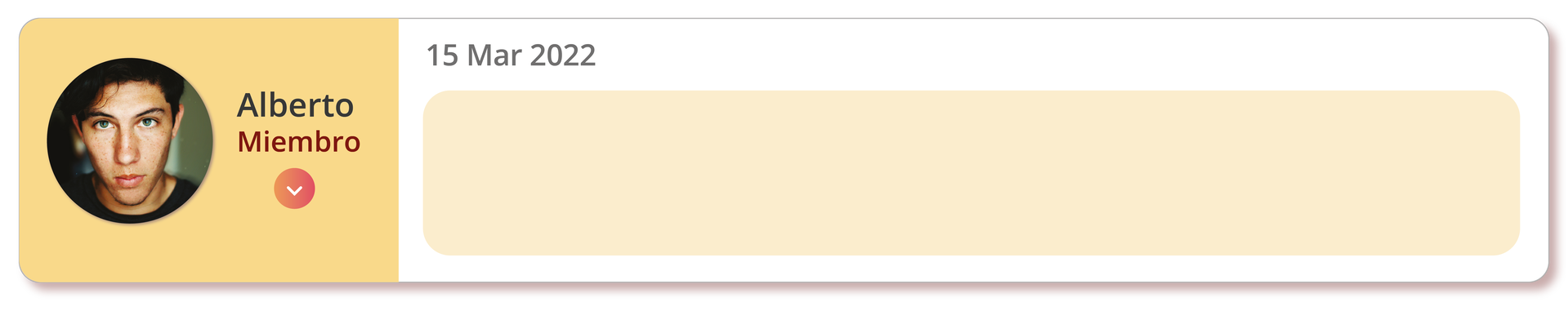 Grafika imituje belkę na forum internetowym. Znajduje sie na nim zdjęcie profilowe chłopaka. Obok zdjęcia umieszony jest podpis Alberto. Miembro oraz ikonka wskazująca, że użytkownik jest aktywny. Obok znajduje się pole poprzedzone datą. 