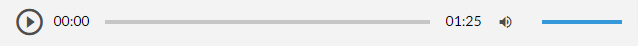 Grafika przedstawia pasek odtwarzania audio. Po lewej stronie widoczny jest trójkąt, którego kliknięcie umożliwia włączenie odtwarzania. Obok widoczny jest pasek z długością trwania nagrania. Obok, czyli po prawej stronie, znajduje się pasek ustawienia głośności nagrania. 