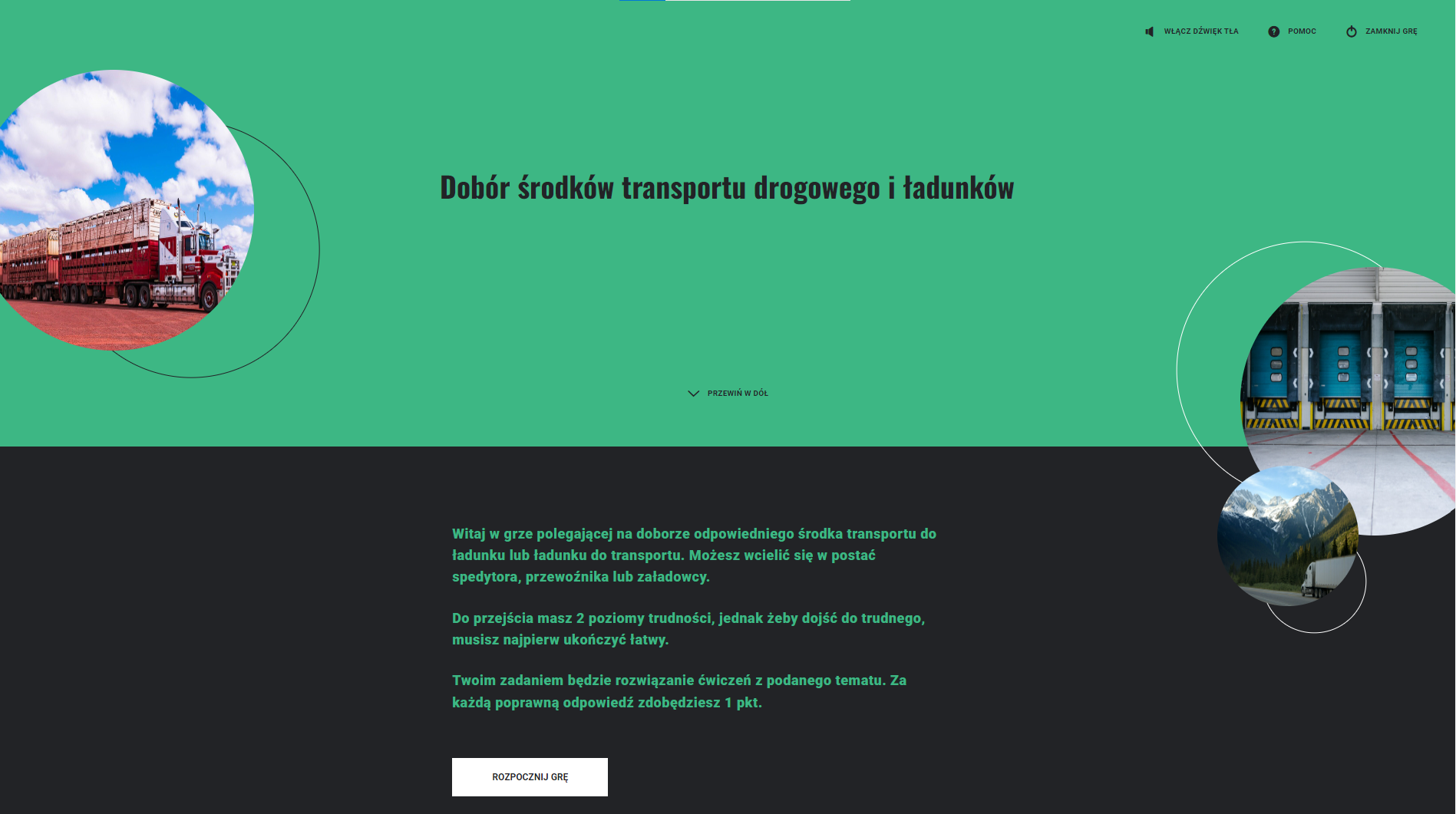 Grafika przedstawia ekran początkowy gry.