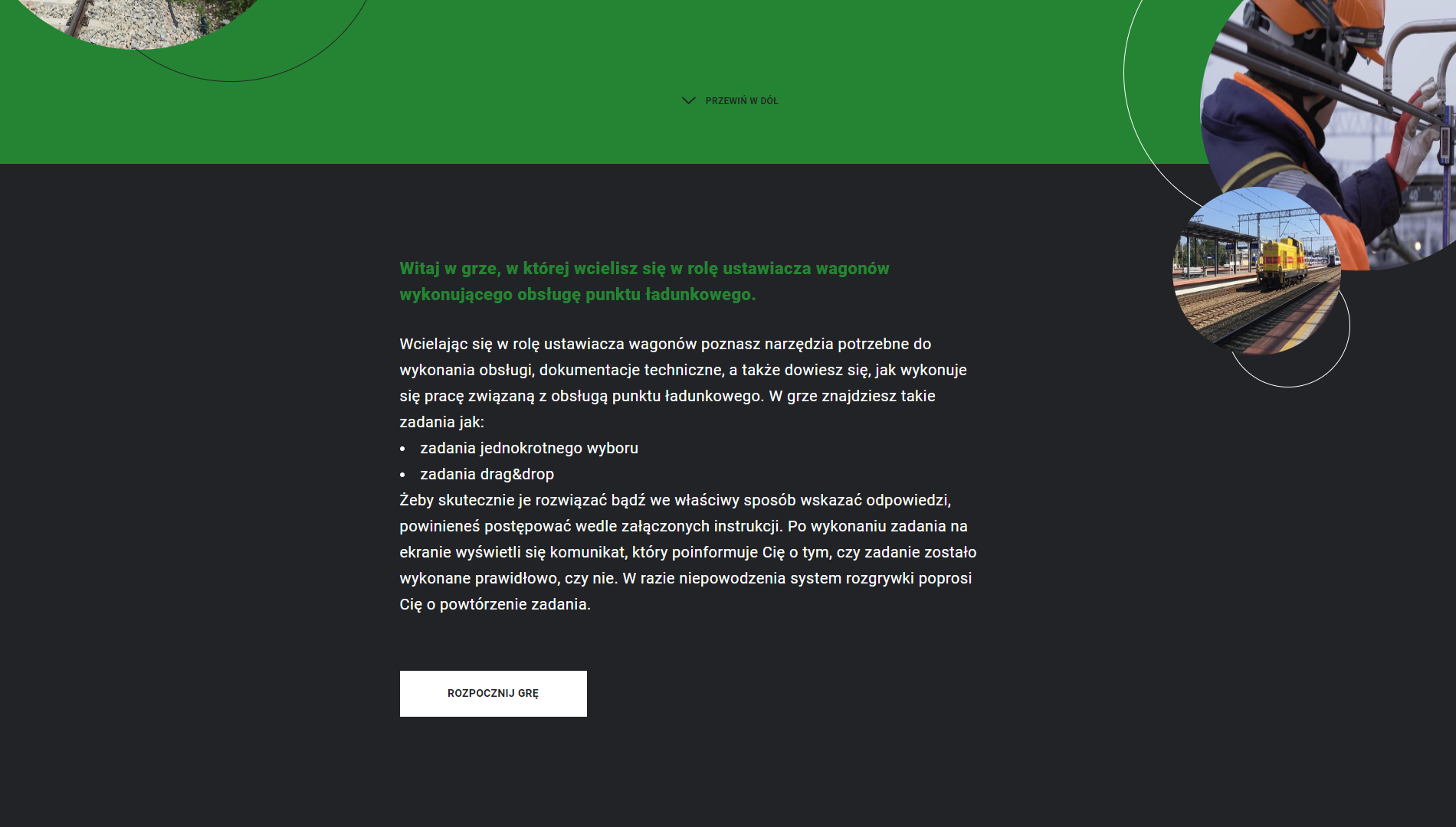 Ekran początkowy gry