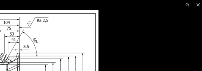 Na zdjęciu widać przykładowy przycisk powiększenia, zmniejszenia oraz zamknięcia ekranu.Po lewej stronie widać fragment przykładowego rysunku. W prawym górnym rogu zdjęcia znajduje się symbol lupy oraz znak iks. Symbol lupy służy do powiększenia lub zmniejszenia obrazu. Symbol iks do zamknięcia.