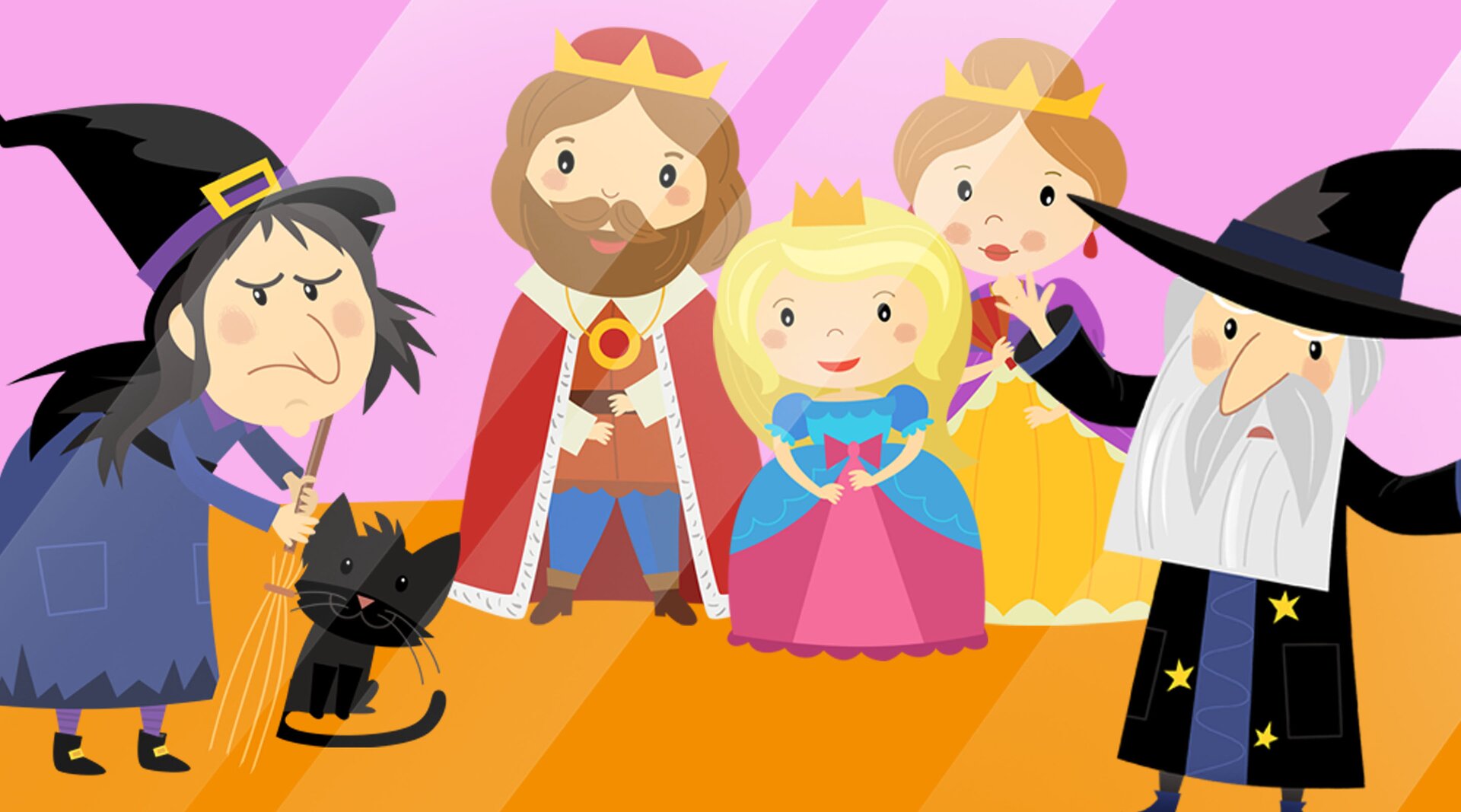 Na ilustracji znajdują się postaci bajkowe.