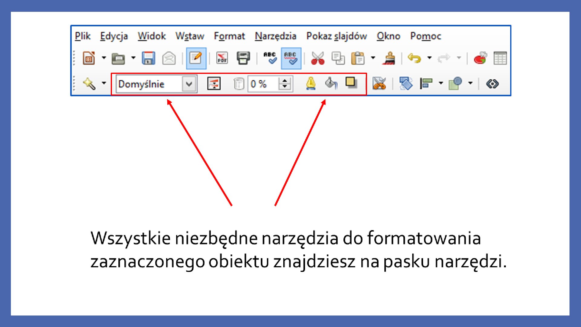 Slajd 2 galerii zrzutów slajdów: Modyfikacja obiektów w programie LibreOffice Impress