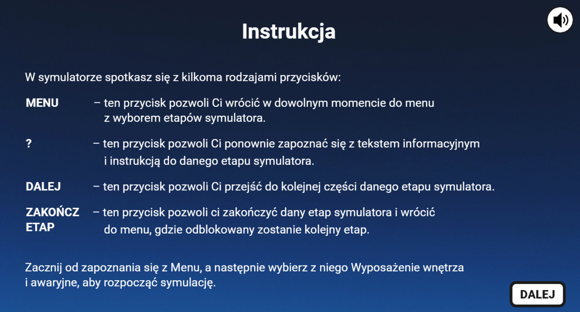 Plansza początkowa III - Instrukcja