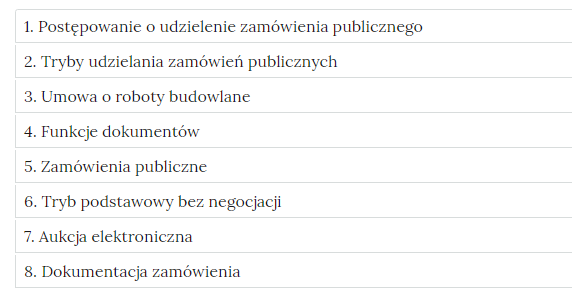 Przykładowy wygląd zakładek z interaktywnymi materiałami sprawdzającymi
