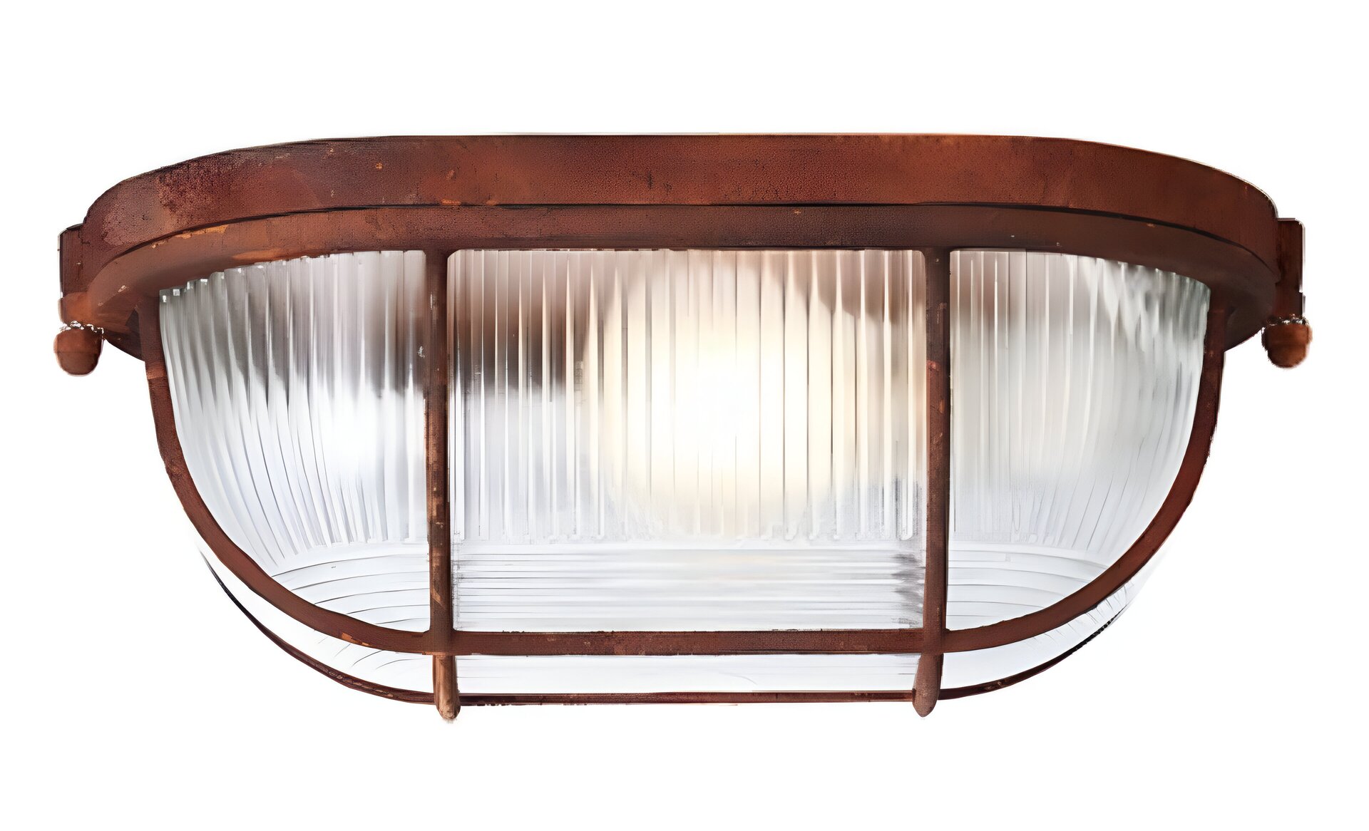 Obraz przedstawia przemysłową, rdzawą lampę bunkrową